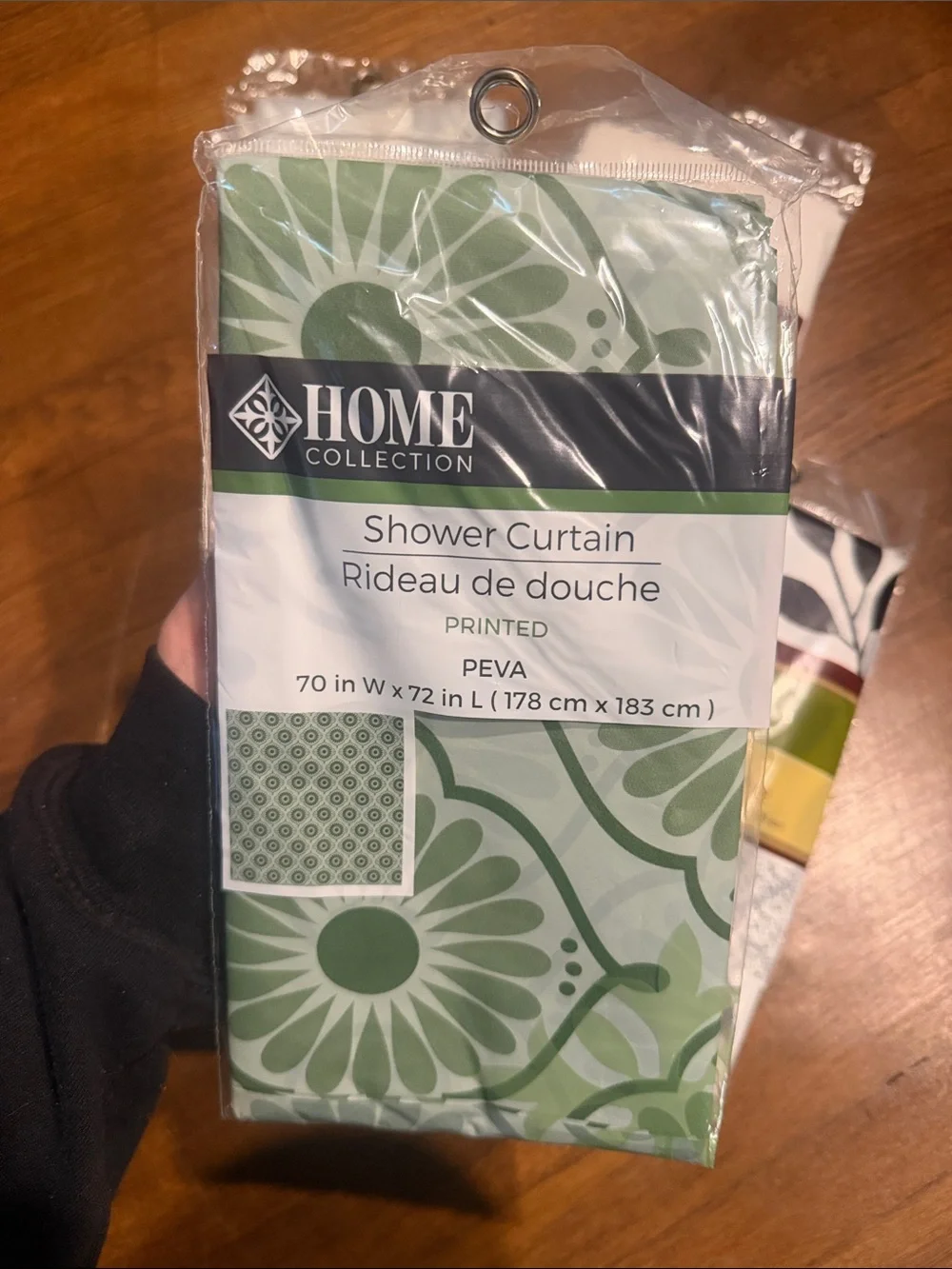 Home Collection Pack of Shower Curtains & Liner - Green White Black
